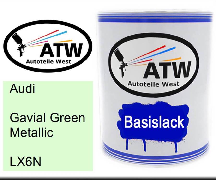 Audi, Gavial Green Metallic, LX6N: 1L Lackdose, von ATW Autoteile West.